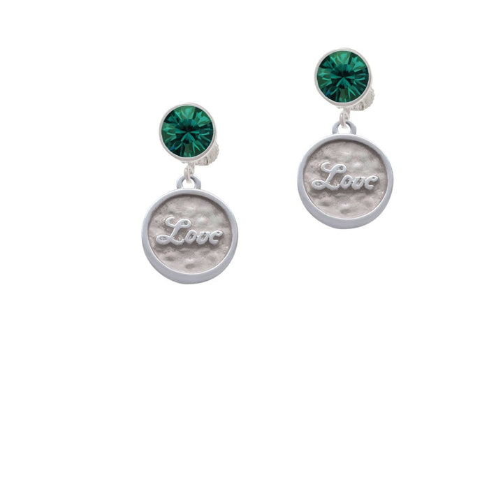 Love - Round Seal Crystal Clip On Earrings Image 6