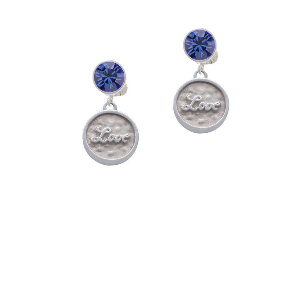 Love - Round Seal Crystal Clip On Earrings Image 7