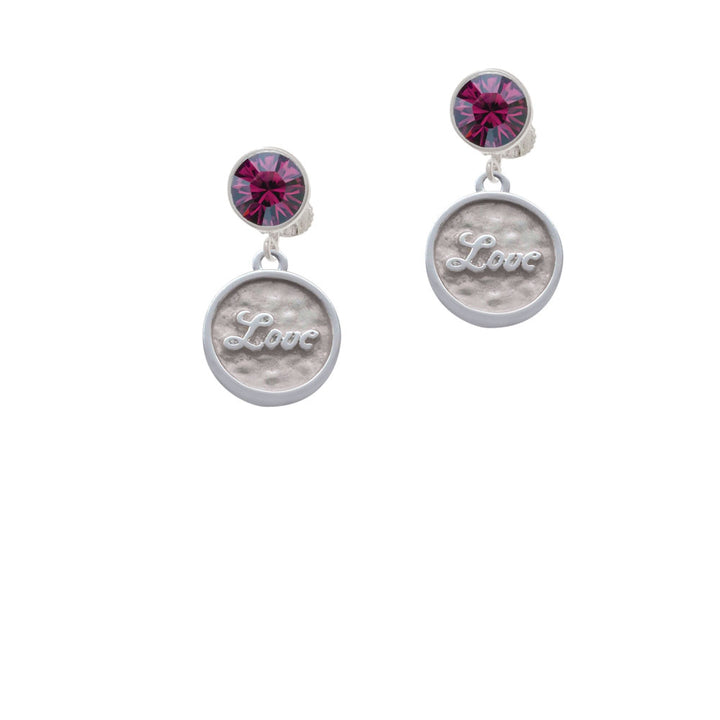 Love - Round Seal Crystal Clip On Earrings Image 8