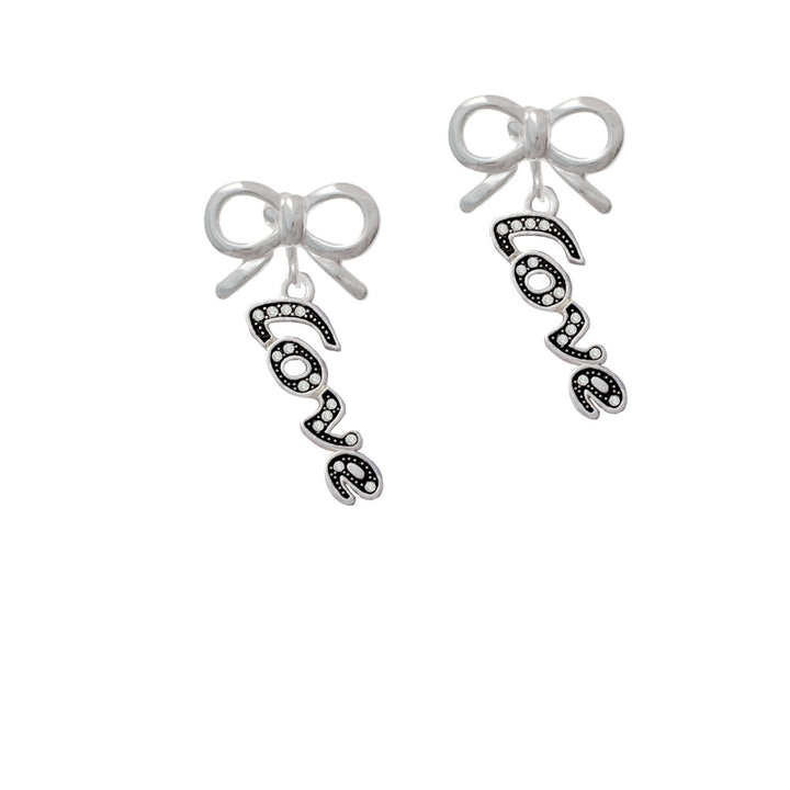 Script Love with Clear Crystals Crystal Clip On Earrings Image 9