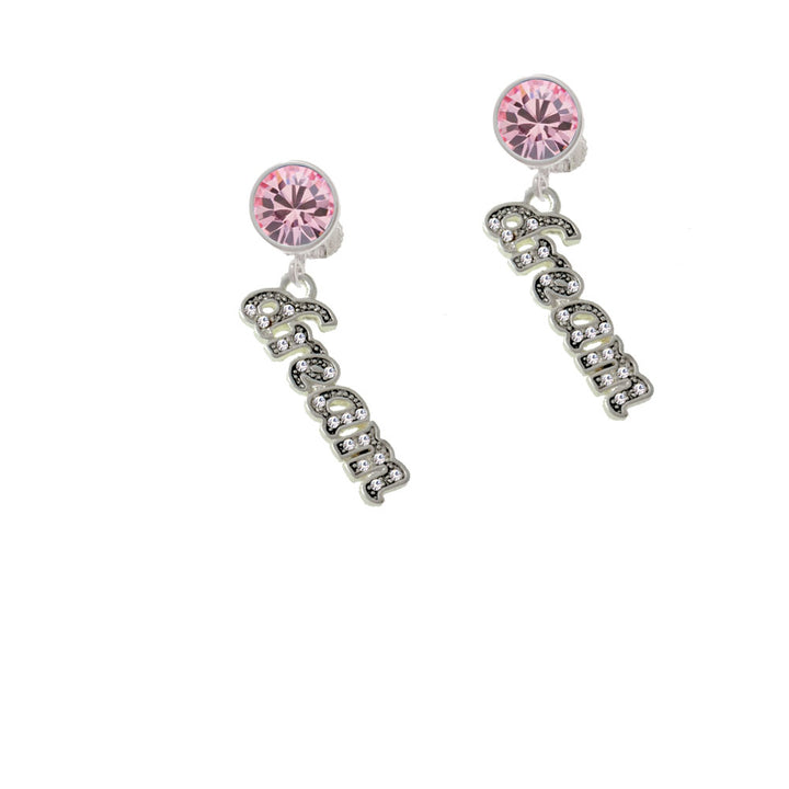 Script Dream with Clear Crystals Crystal Clip On Earrings Image 4