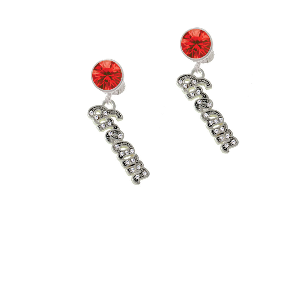 Script Dream with Clear Crystals Crystal Clip On Earrings Image 4