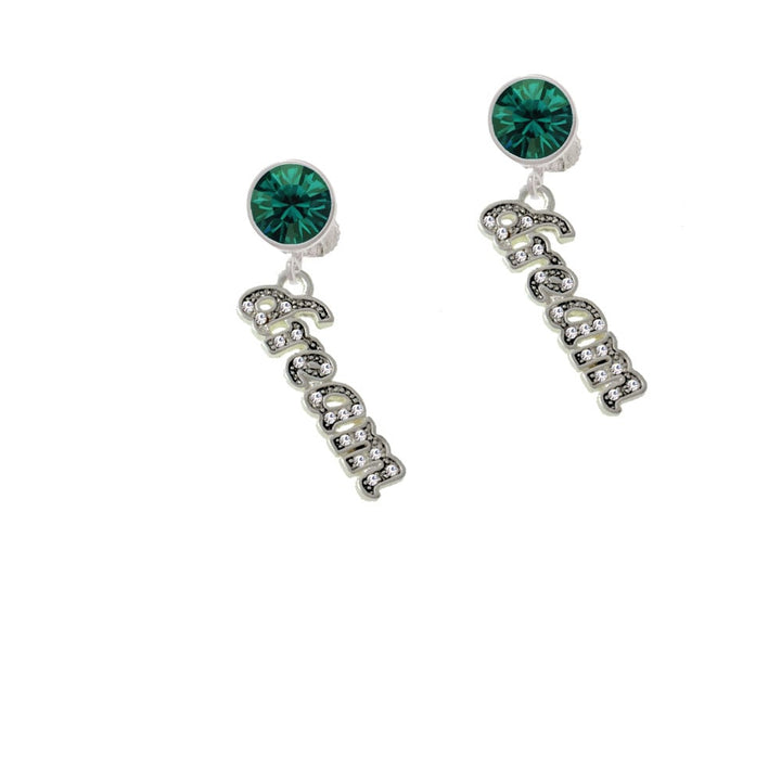 Script Dream with Clear Crystals Crystal Clip On Earrings Image 6