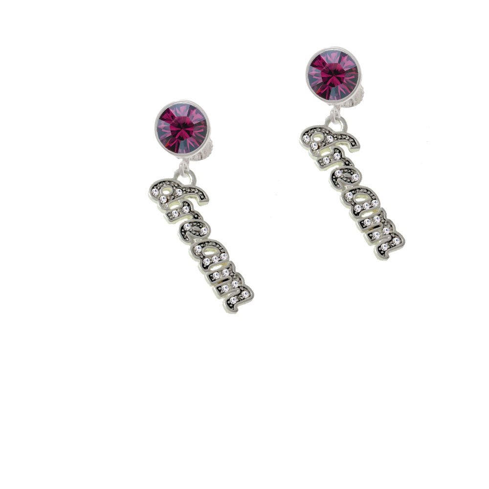 Script Dream with Clear Crystals Crystal Clip On Earrings Image 8