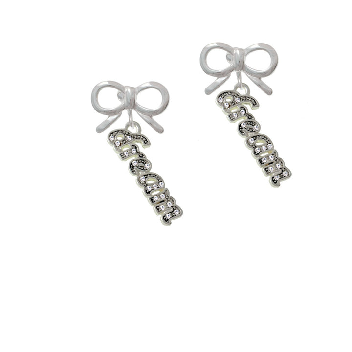 Script Dream with Clear Crystals Crystal Clip On Earrings Image 9