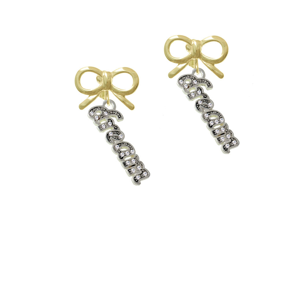 Script Dream with Clear Crystals Crystal Clip On Earrings Image 10