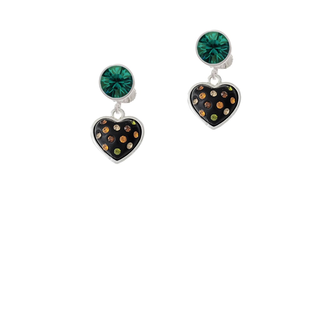 Black Resin Heart with Fall Crystals Crystal Clip On Earrings Image 6