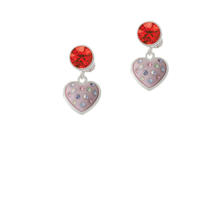 Pink Resin Heart in Frame Crystal Clip On Earrings Image 4