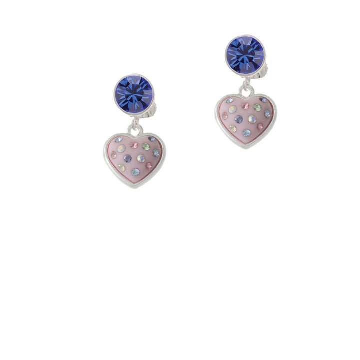 Pink Resin Heart in Frame Crystal Clip On Earrings Image 7