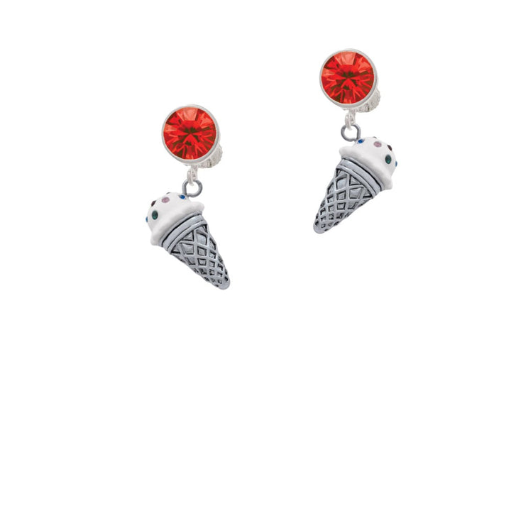 3-D Resin Vanilla Ice Cream Cone with Crystals Crystal Clip On Earrings Image 4