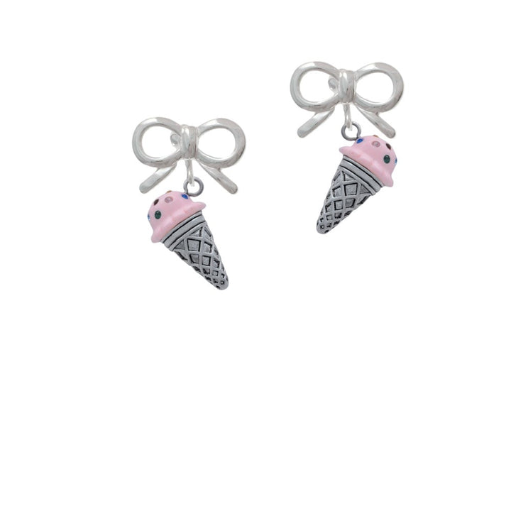 3-D Resin Strawberry Ice Cream Cone with Crystals Crystal Clip On Earrings Image 9