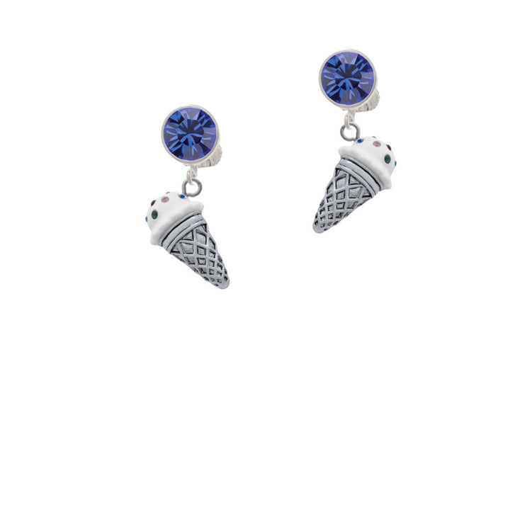 3-D Resin Vanilla Ice Cream Cone with Crystals Crystal Clip On Earrings Image 7