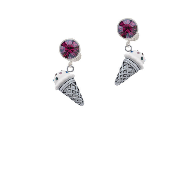 3-D Resin Vanilla Ice Cream Cone with Crystals Crystal Clip On Earrings Image 8