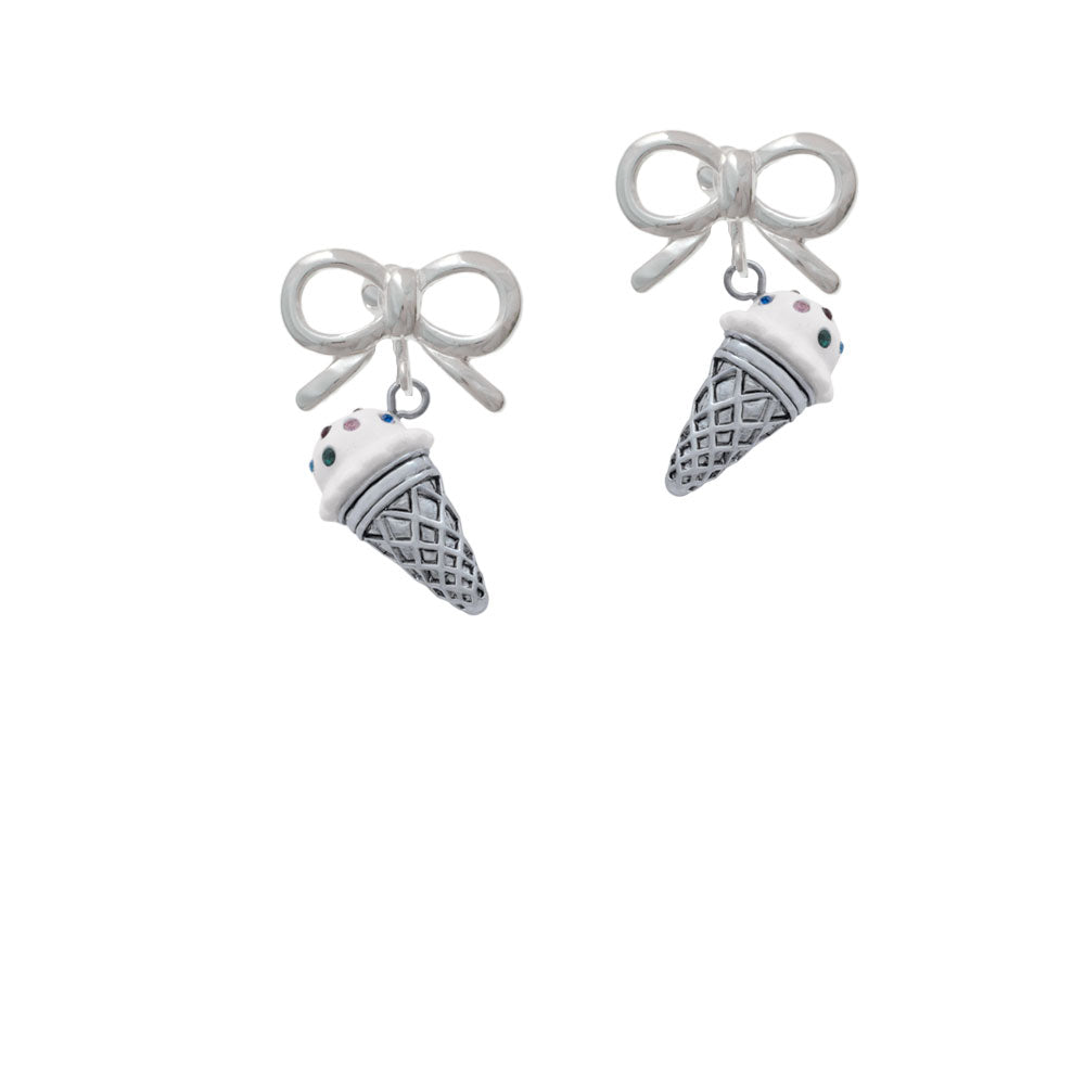 3-D Resin Vanilla Ice Cream Cone with Crystals Crystal Clip On Earrings Image 9