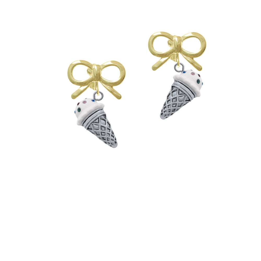 3-D Resin Vanilla Ice Cream Cone with Crystals Crystal Clip On Earrings Image 10