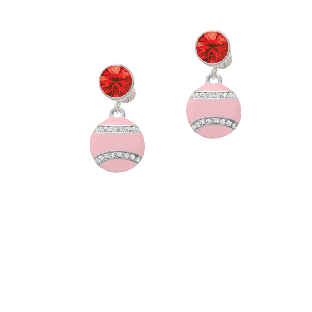 Pink Tennisball with Crystals Crystal Clip On Earrings Image 4