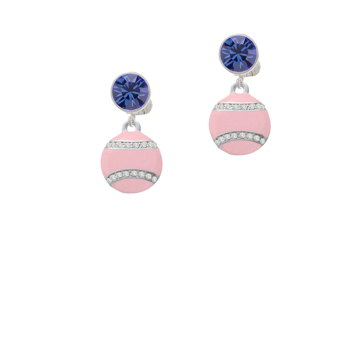 Pink Tennisball with Crystals Crystal Clip On Earrings Image 7