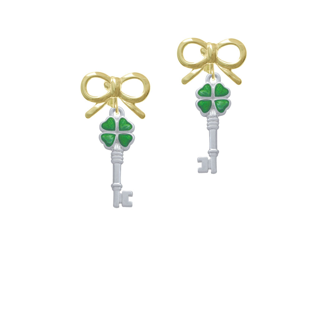 Translucent Green Lucky Four Leaf Clover Key Crystal Clip On Earrings Image 10