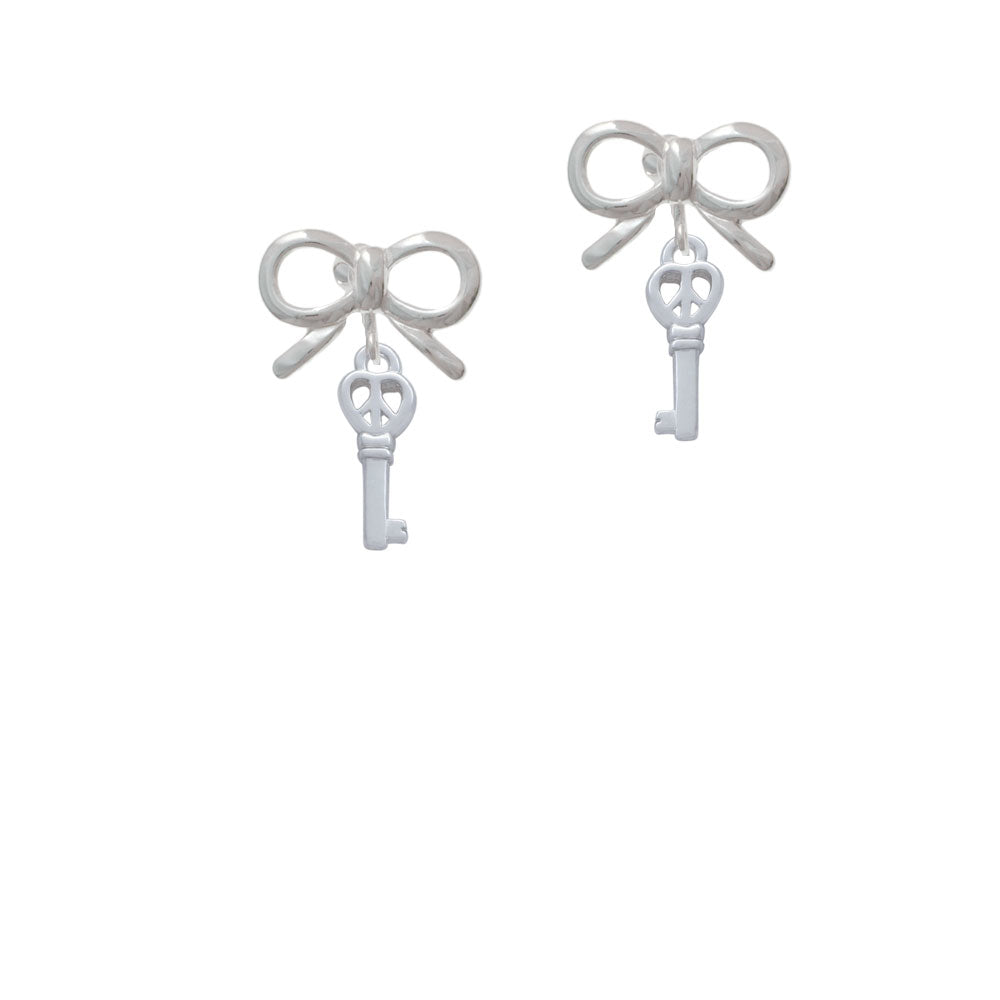 Mini Open Peace Heart Key Crystal Clip On Earrings Image 9