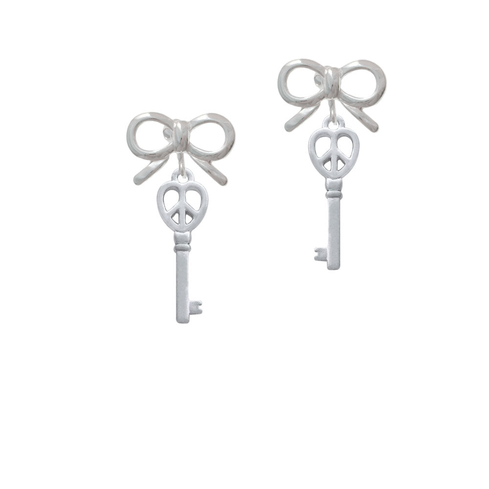 Open Peace Heart Key Crystal Clip On Earrings Image 9