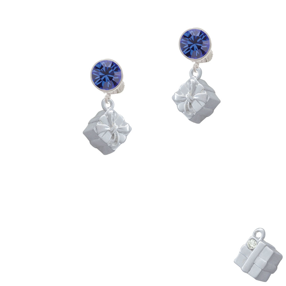 3-D Present Box with Bow and Crystal Crystal Clip On Earrings Image 7