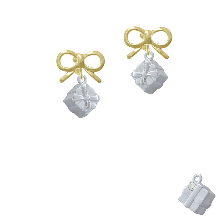 3-D Present Box with Bow and Crystal Crystal Clip On Earrings Image 10