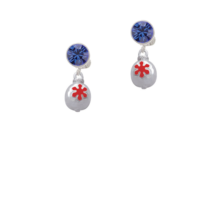 Ornament with Red Snowflake Crystal Clip On Earrings Image 7