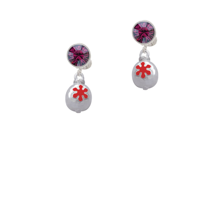 Ornament with Red Snowflake Crystal Clip On Earrings Image 8