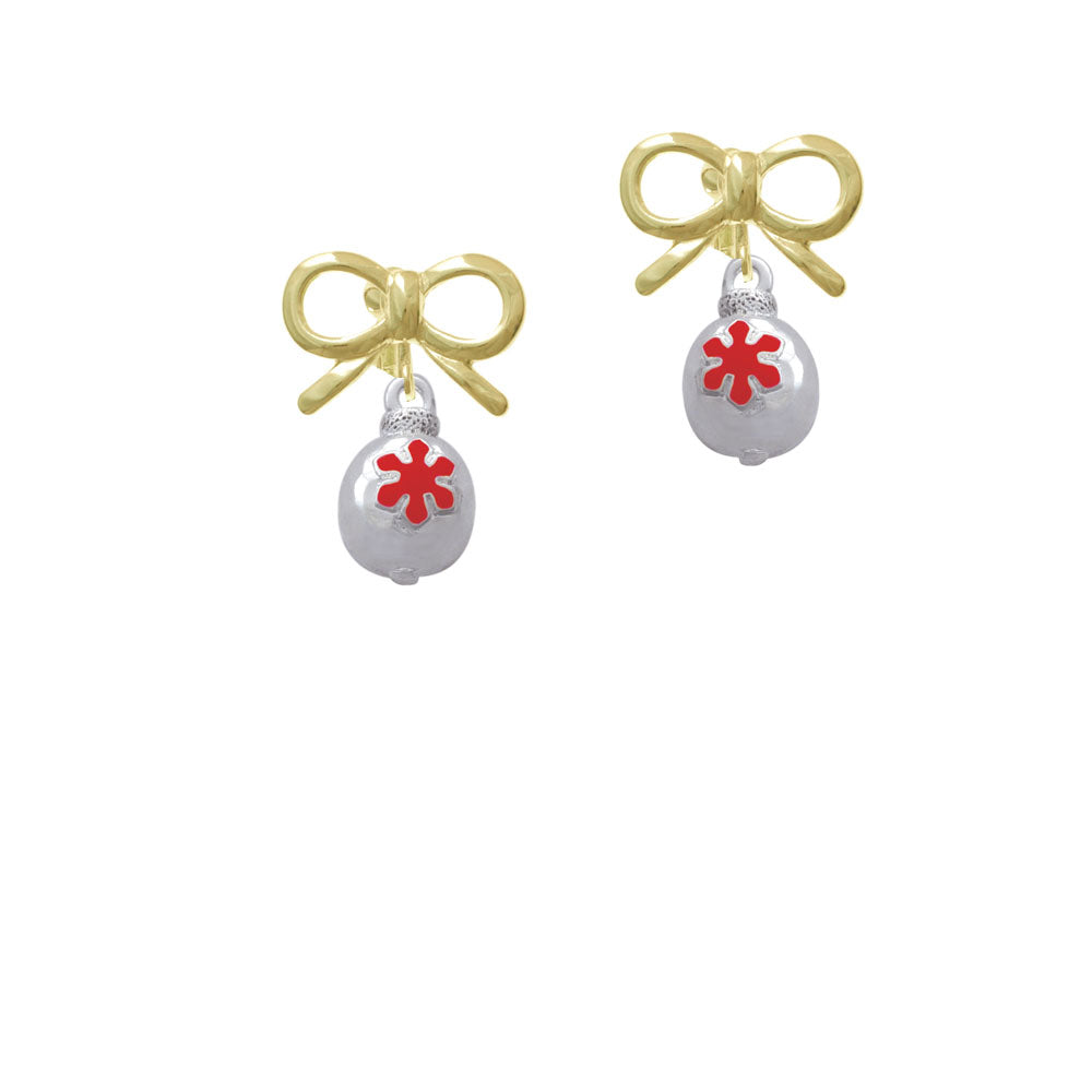 Ornament with Red Snowflake Crystal Clip On Earrings Image 10