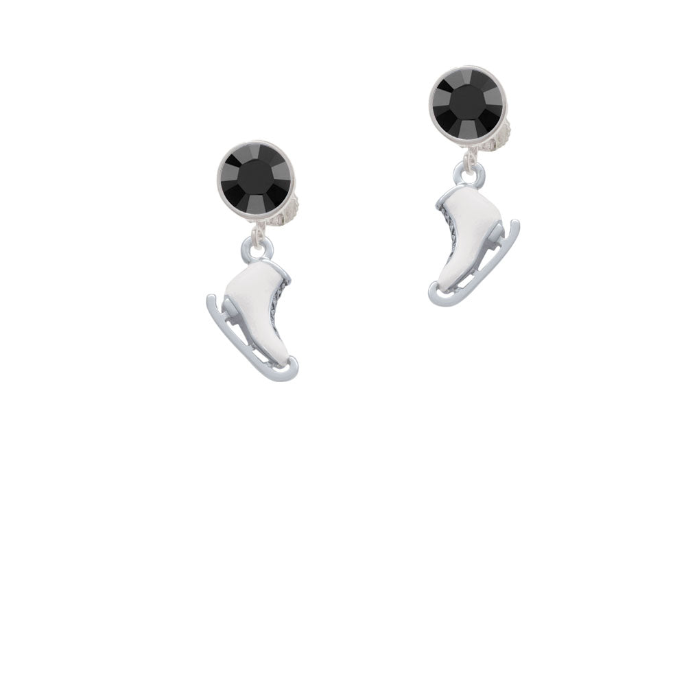 3-D White Ice Skate Crystal Clip On Earrings Image 3