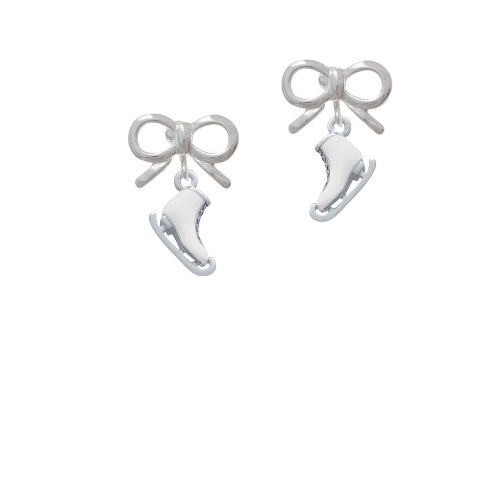 3-D White Ice Skate Crystal Clip On Earrings Image 9