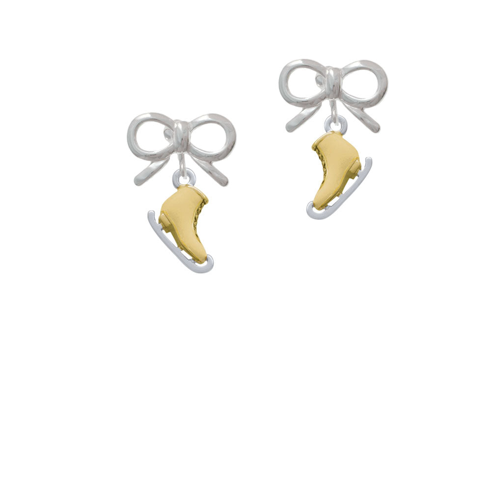 3-D Gold Tone Ice Skate Crystal Clip On Earrings Image 9