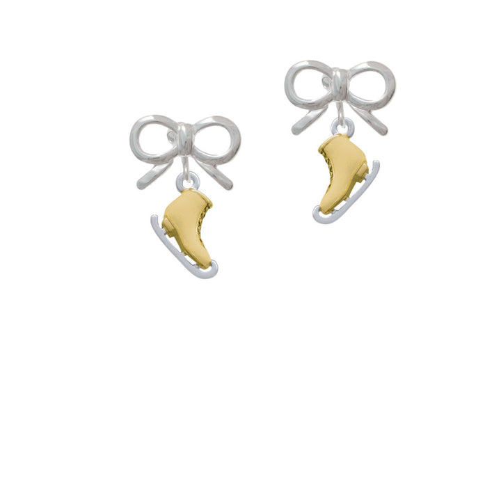 3-D Gold Tone Ice Skate Crystal Clip On Earrings Image 9