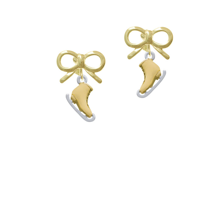 3-D Gold Tone Ice Skate Crystal Clip On Earrings Image 10