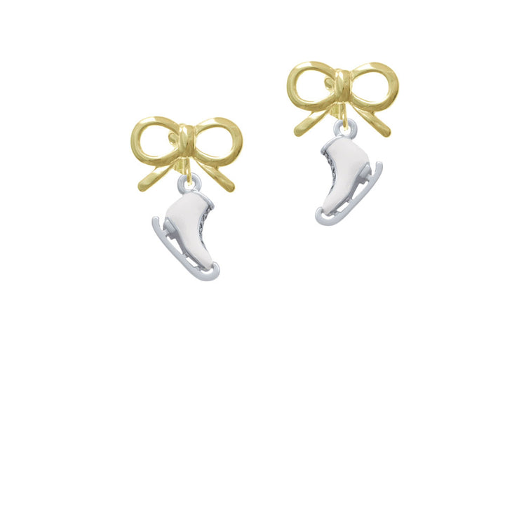 3-D White Ice Skate Crystal Clip On Earrings Image 10