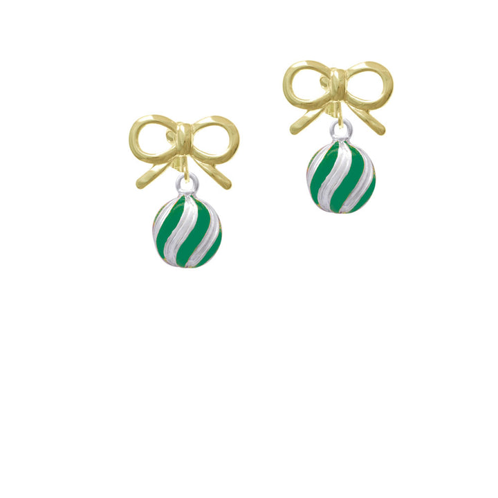 3-D Green and Striped Ornament Crystal Clip On Earrings Image 10