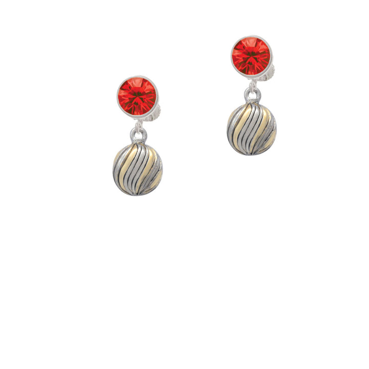 3-D Gold Tone and Striped Ornament Crystal Clip On Earrings Image 4