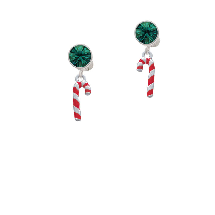 3-D Red and Candy Cane Crystal Clip On Earrings Image 6