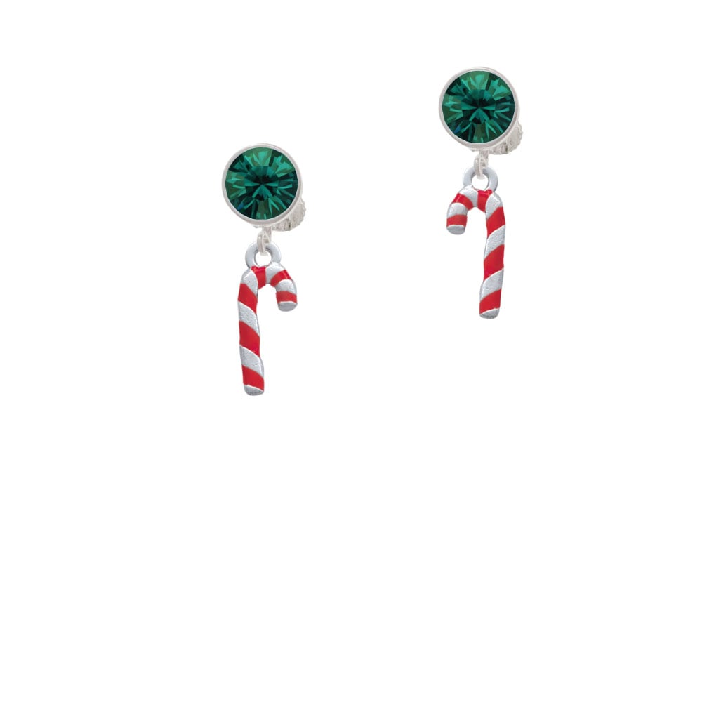 3-D Red and Candy Cane Crystal Clip On Earrings Image 1