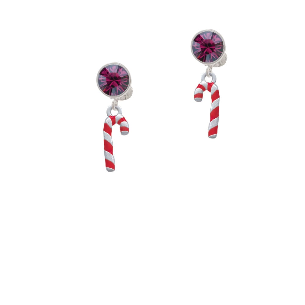 3-D Red and Candy Cane Crystal Clip On Earrings Image 8