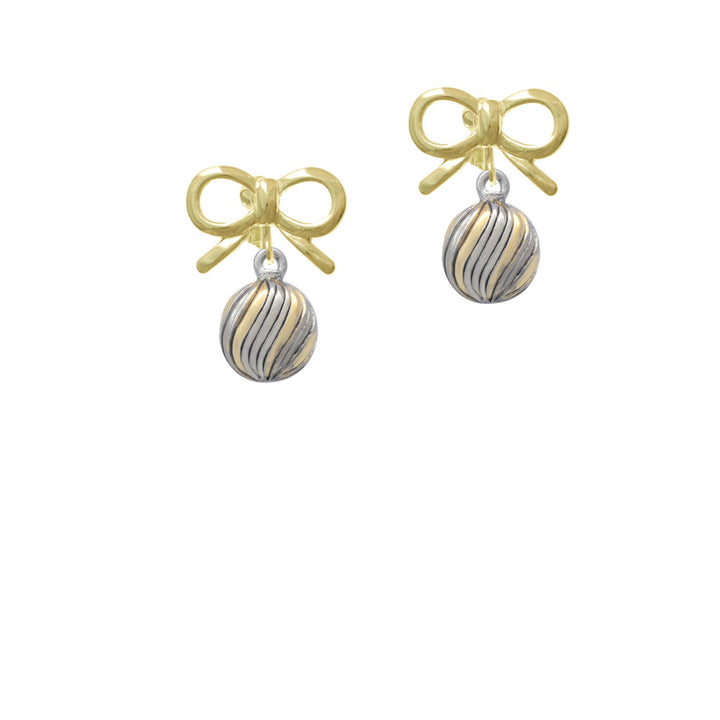 3-D Gold Tone and Striped Ornament Crystal Clip On Earrings Image 10