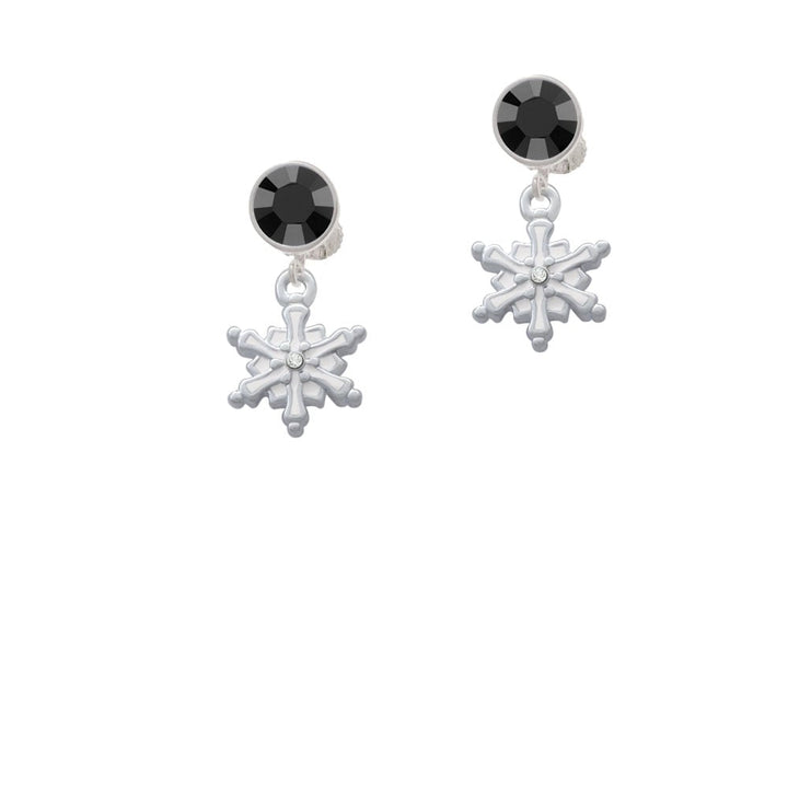 White Snowflake with Clear Crystal Crystal Clip On Earrings Image 3