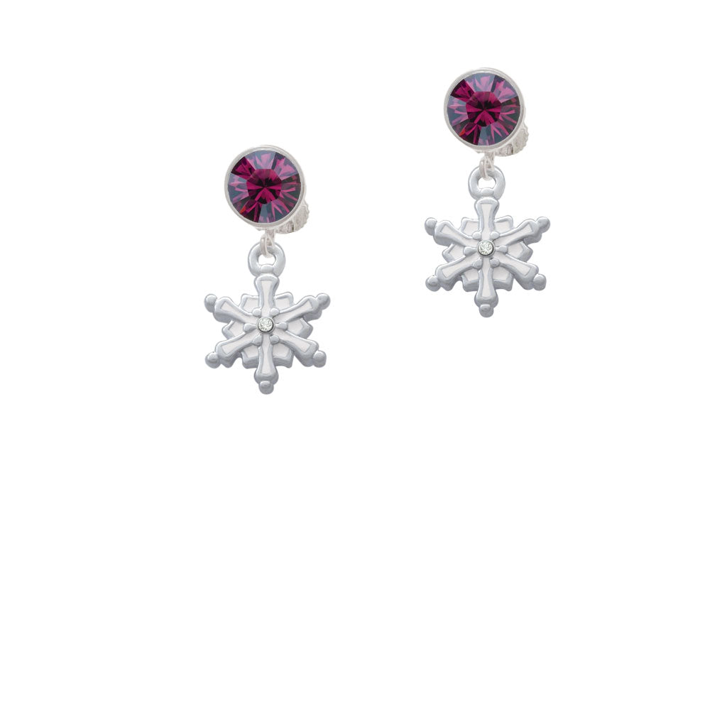 White Snowflake with Clear Crystal Crystal Clip On Earrings Image 8