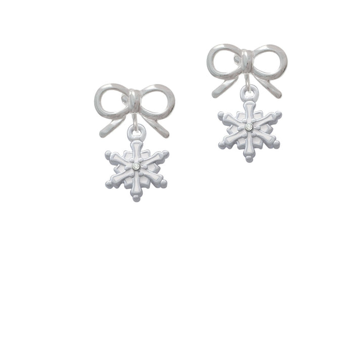 White Snowflake with Clear Crystal Crystal Clip On Earrings Image 9