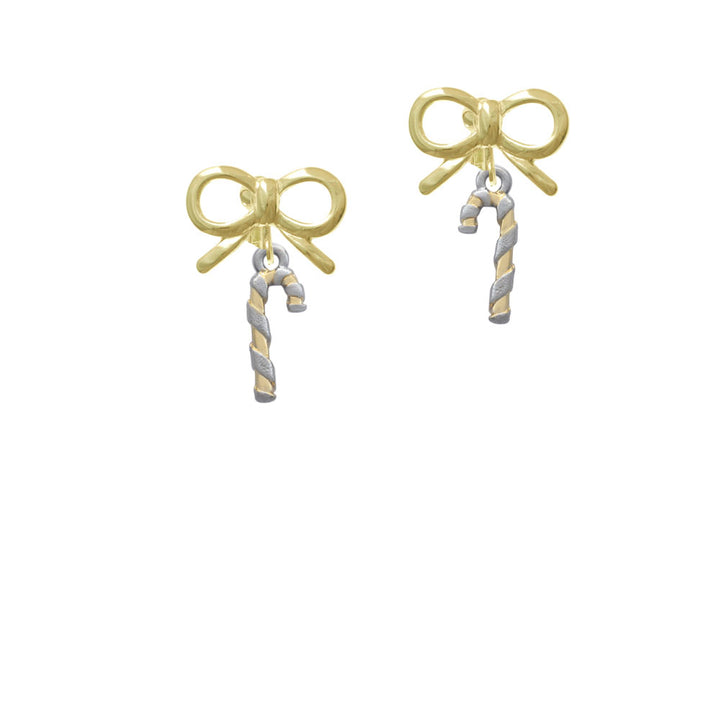 3-D and Gold Tone Candy Cane Crystal Clip On Earrings Image 10