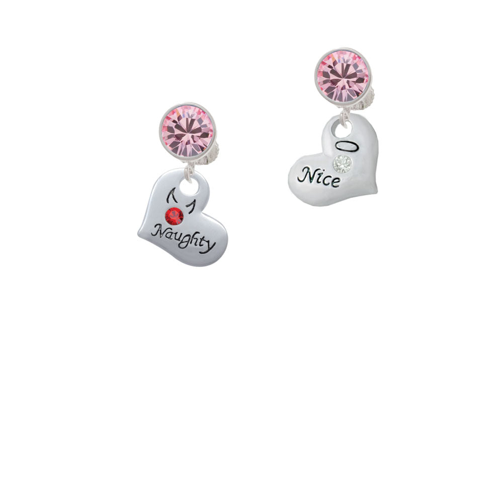 Naughty or Nice Heart with Crystals Crystal Clip On Earrings Image 4