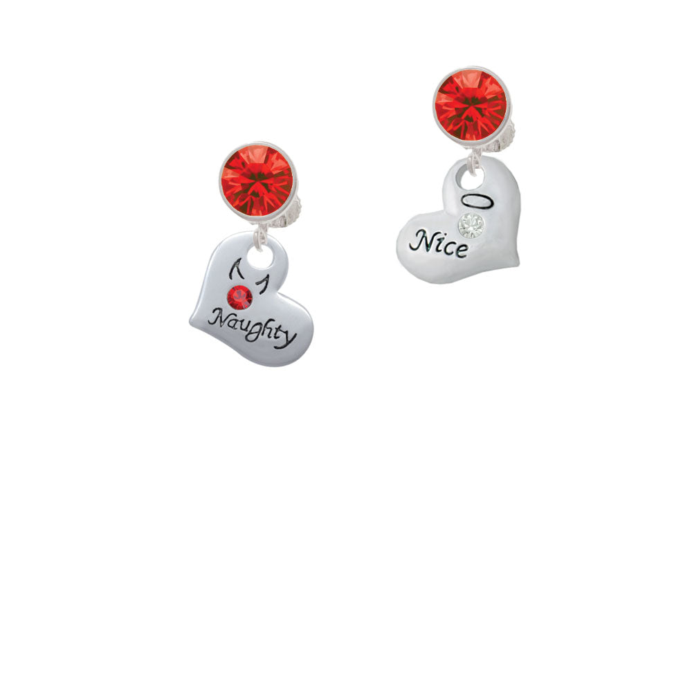 Naughty or Nice Heart with Crystals Crystal Clip On Earrings Image 4