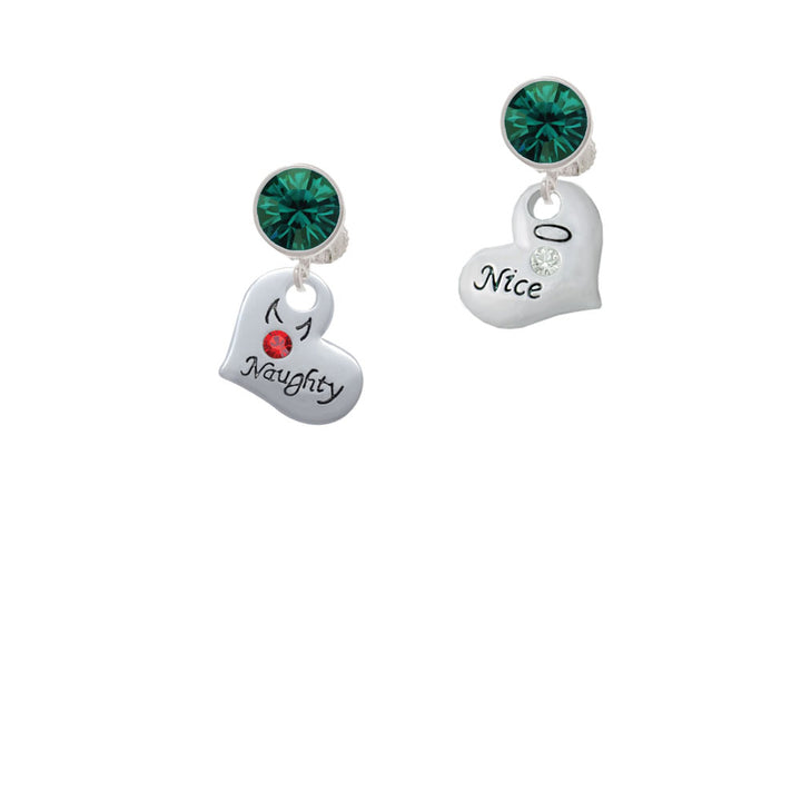 Naughty or Nice Heart with Crystals Crystal Clip On Earrings Image 6