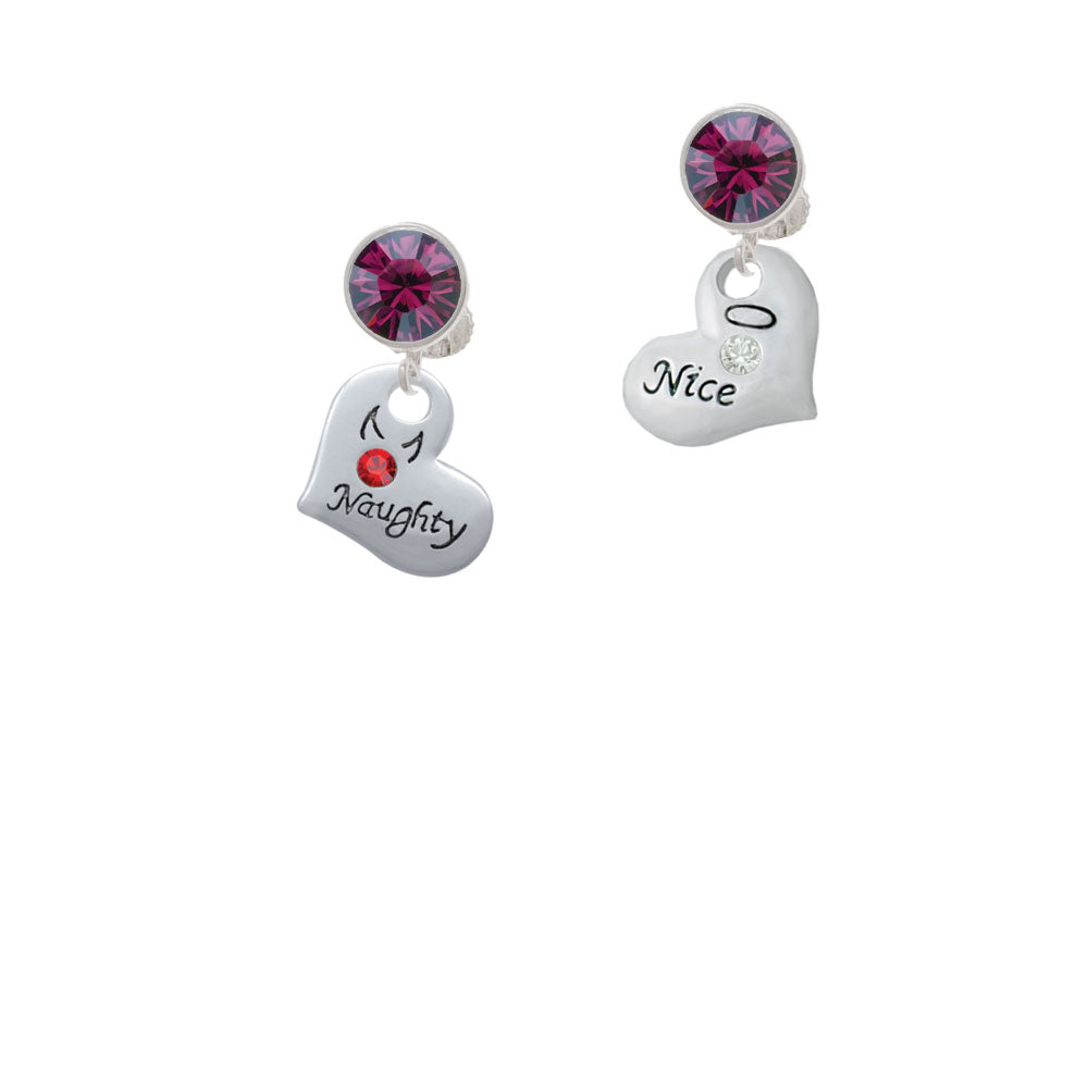 Naughty or Nice Heart with Crystals Crystal Clip On Earrings Image 8