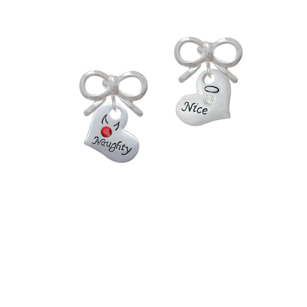 Naughty or Nice Heart with Crystals Crystal Clip On Earrings Image 9